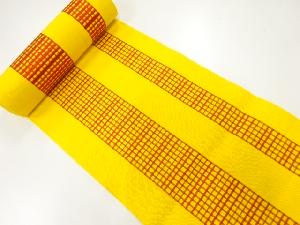 アンティーク　縞に格子模様織出し帯地反物